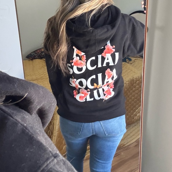 Anti Social Social Club Hoodie Black Blossom KKOCH hooded sweatshirt butterfly s - Picture 10 of 10